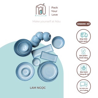 [Đặc biệt] Sản phẩm bát đĩa Lam Ngọc sứ men ngọc làm quà cưới quà tân gia, men đẹp dễ chùi rửa, an toàn cho lò vi sóng