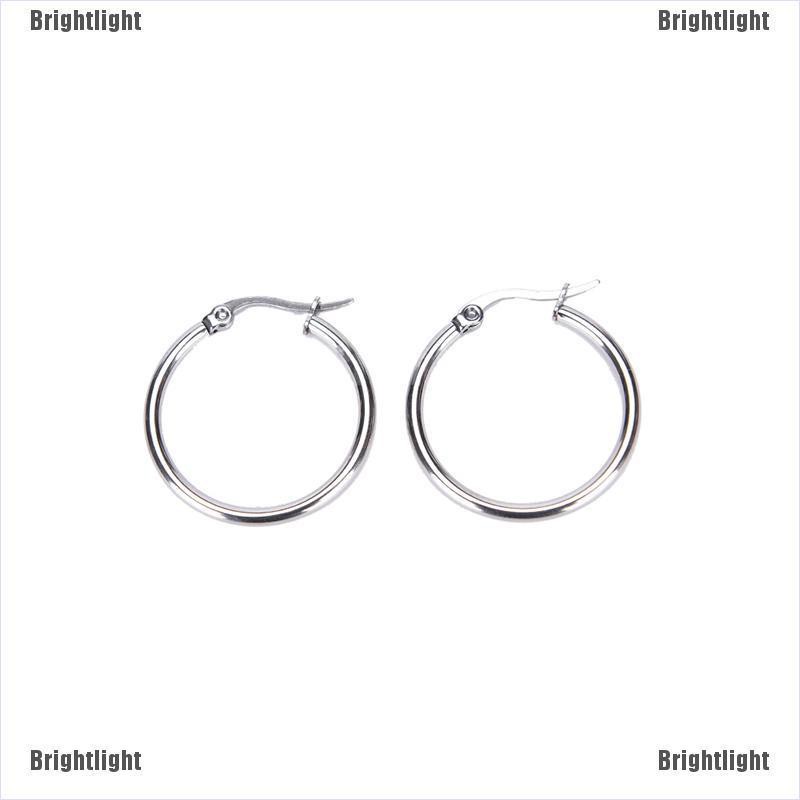 Khuyên Tai Tròn 2mm Bằng Thép Không Gỉ Mạ Bạc Thời Trang Dành Cho Nữ