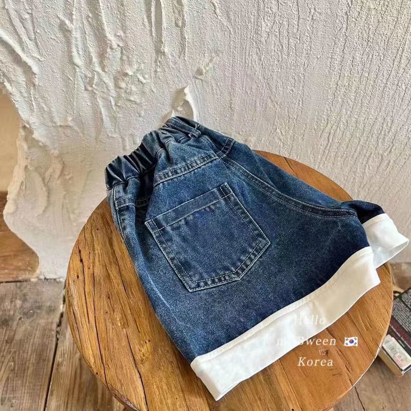 Bộ Trang Phục Hai Mảnh Áo Thun Tay Ngắn Và Quần Short Denim Phong Cách Hàn Quốc Thời Trang Mùa Hè Dành Cho Bé Gái 50%
