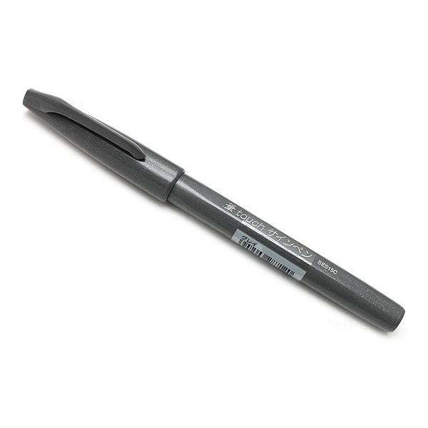 Bút lông đầu cọ viết calligraphy Pentel Fude Touch Brush Sign Pen - Màu xám (Grey)