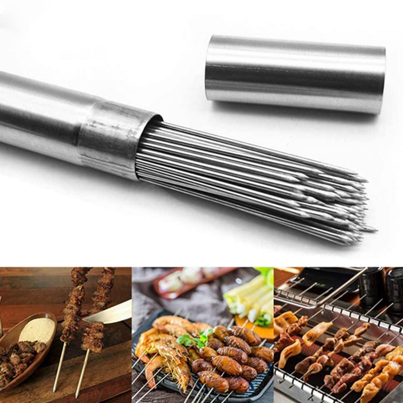 Bộ 50 Que Xiên Thịt Nướng BBQ Bằng Thép Không Gỉ 15.7 Inch