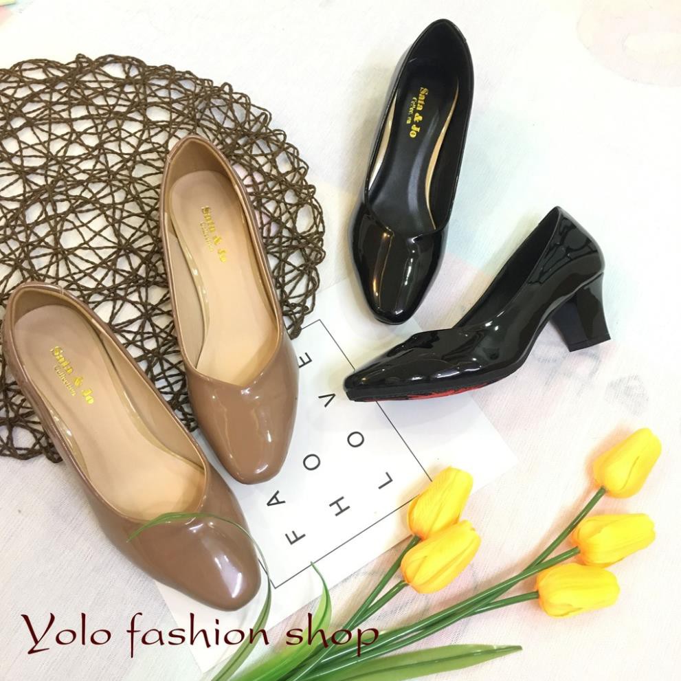 [HÌnh thật] GC51 Giày cao gót nữ da bóng đế 5cm siêu mềm êm chân