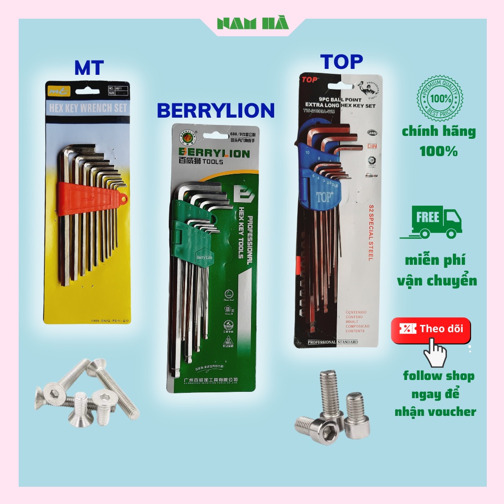 Bộ lục giác bi đa năng 9 món đủ loại MT, BERRYLION, TOP
