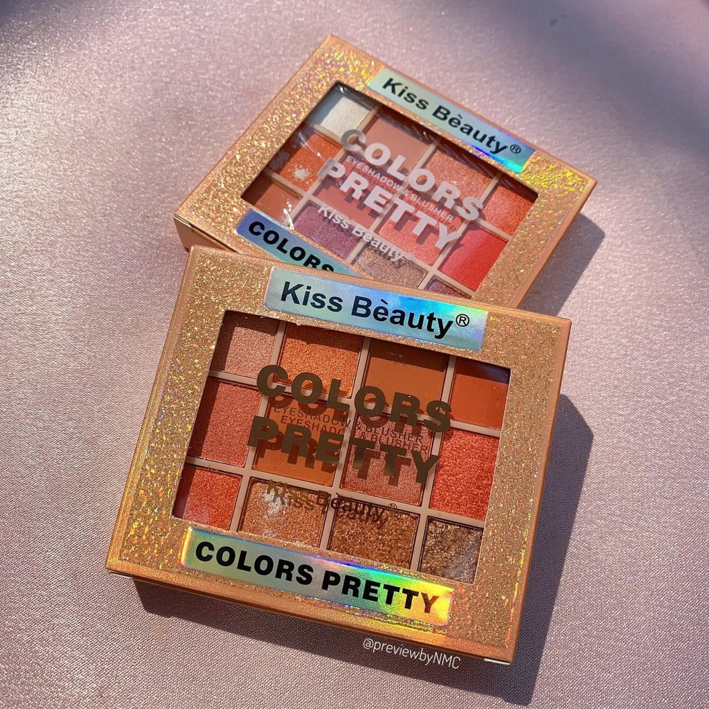 [3in1] Phấn mắt 12 Ô Màu Nhũ Lì & Má Hồng Hightlight Kiss Beauty Color Pretty Eyeshadow & Blusher No.87117 | BigBuy360 - bigbuy360.vn