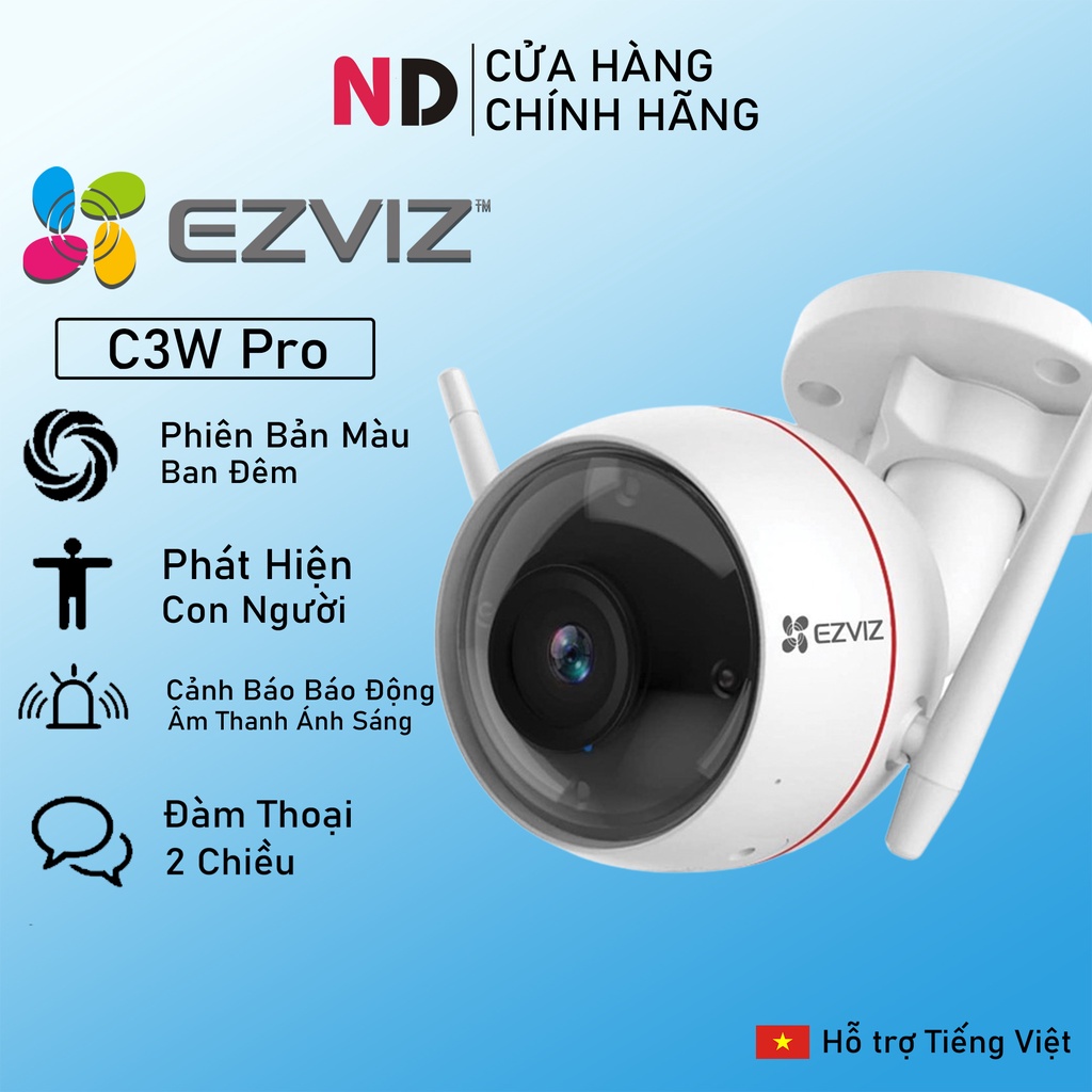 Camera Ngoài Trời Wifi 2MP / 4MP EZVIZ C3W Pro 1080P/2k Màu Đêm, Đàm Thoại - Hàng chính hãng bảo hành 24 tháng