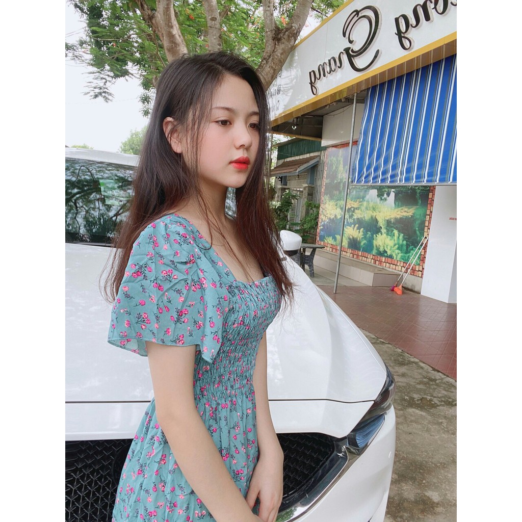 Đầm bầu dạo phố KA2235 hoa nhí chất voan