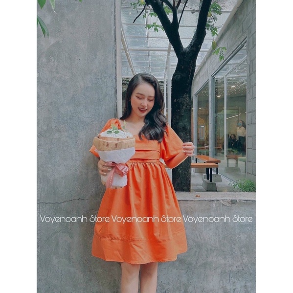 ĐẦM BBD TAY BỒNG XẾP LI NGỰC