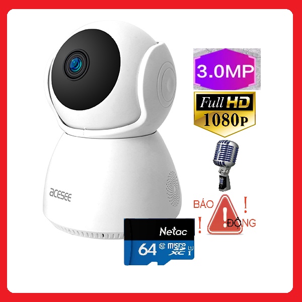 Camera wifi trong nhà Acesee AC01 chính hãng quay 355 đàm thoại 2 chiều full hd