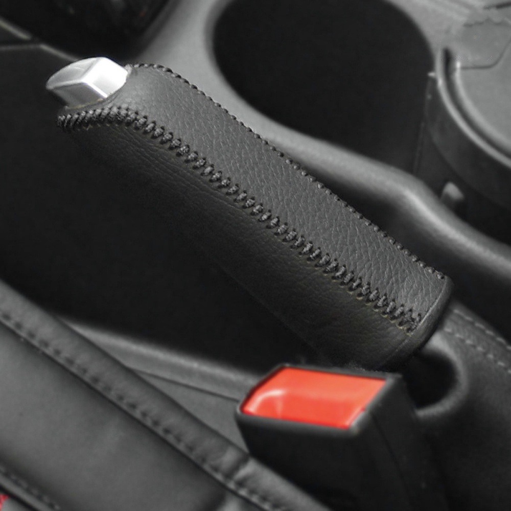 Vỏ Bọc Cần Số Xe Hơi Bằng Da Thật Màu Đen / Đỏ Stitches Dành Cho Ford Ecosport Fiesta Focus AT