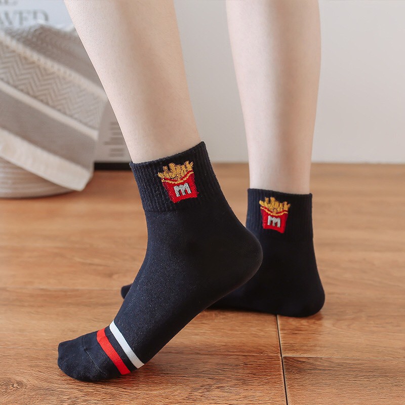 Vớ lửng/ tất lửng cổ sọc họa tiết thức ăn Mua Tất (muatatshop)