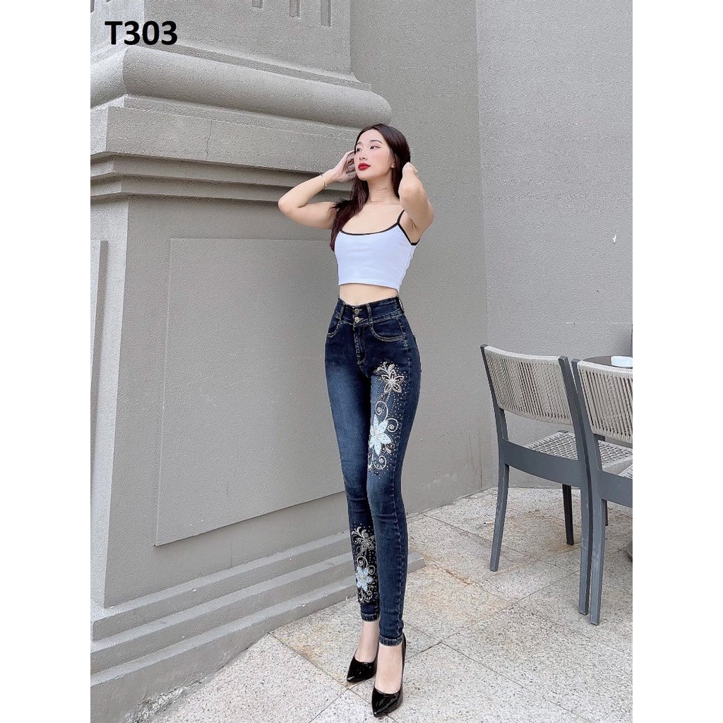 Quần jean nữ thêu hoa T303