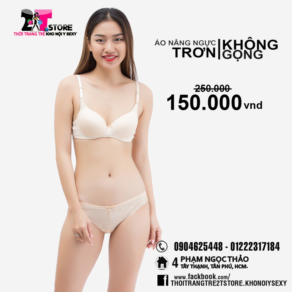 Áo Nâng Ngực Cotton Không Gọng Trơn (Kem)