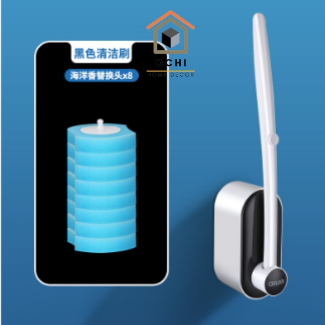 Chổi cọ toilet gắn tường, cây chà bồn cầu đầu tròn sử dụng 1 lần, vệ sinh nhà tắm đa năng