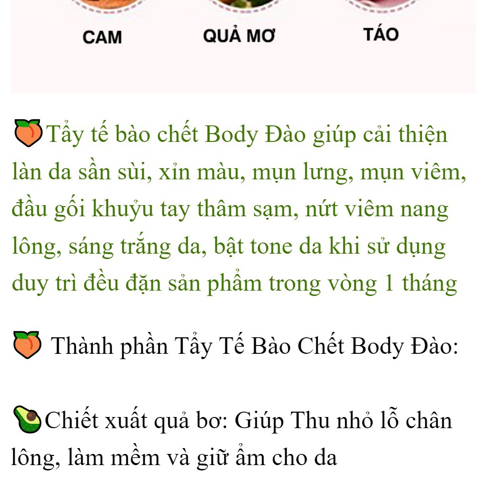 Hũ Tẩy Da Chết Body đào Heyxi Peach Clear Body Scrub 200G - Tẩy Tế Bào Chết Toàn Thân