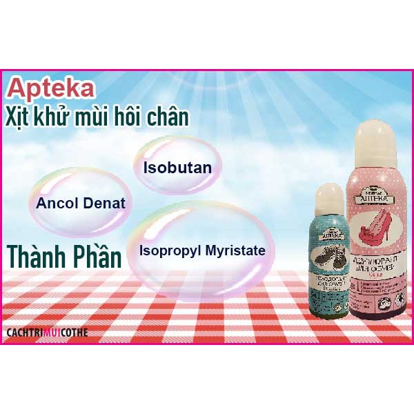 Xịt Khử Mùi Hôi Chân, Hôi Giày Apteka Nga 150ml