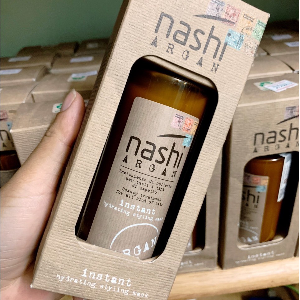 🇮🇹Nashi-Italia🇮🇹 Xịt dưỡng xả khô NASHI ARGAN HYDRATING STYLING MASK LEAVE IN làm phồng tóc 150ml [Chính Hãng]