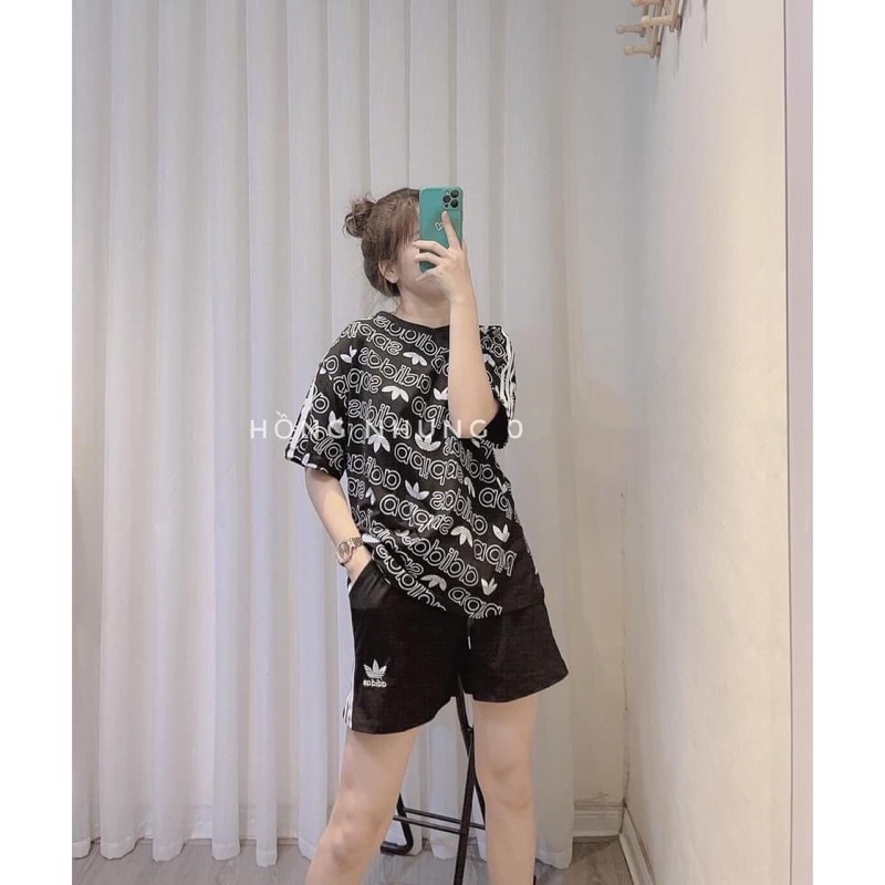 Sét đồ thể thao nữ ba màu siêu hót sét bộ đồ quần đùi áo phông oversize mặc nhà chơi thể thao