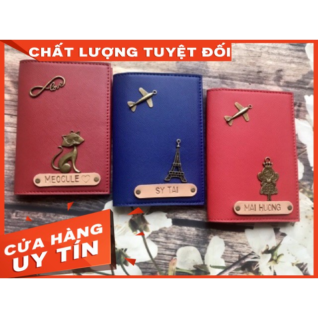 [Hot] Vỏ bọc hộ chiếu - FREE khắc tên và charm logo