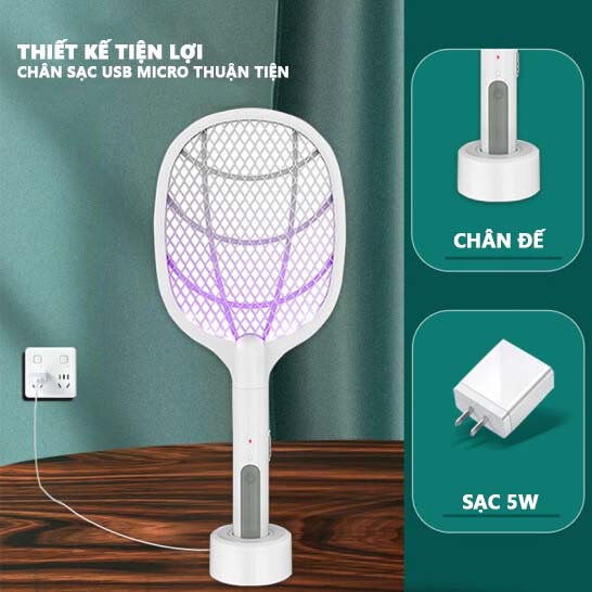 [FreeShip] Vợt Bắt Muỗi Thông Minh Kiêm Đèn Bắt Muỗi, Vợt Muỗi 2 trong 1 Pin Lithium an toàn - 2075