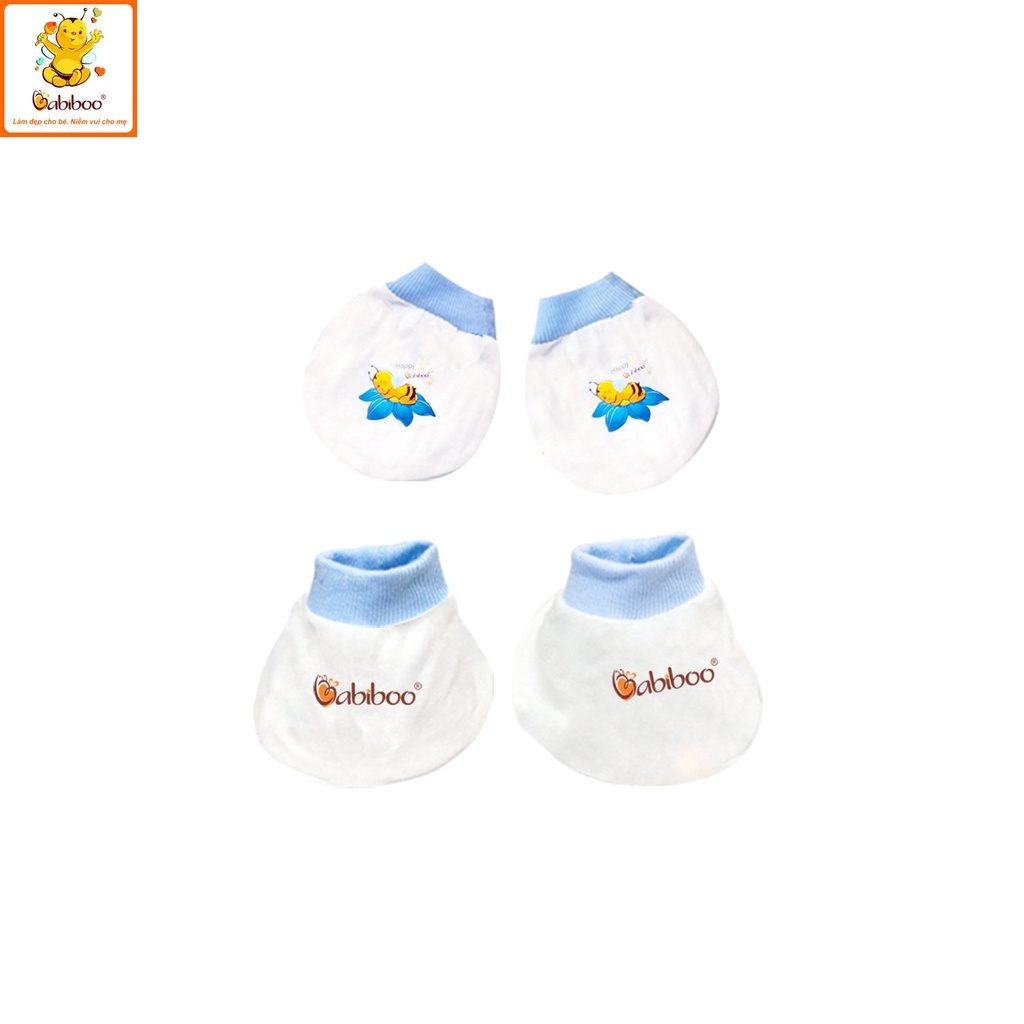 Bộ bao tay bao chân Babiboo 100%cotton cho bé sơ sinh BB57