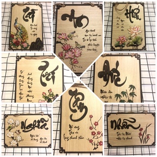 Tranh gỗ bảng gỗ decor bảng gỗ trang trí chất liệu gỗ bền đẹp chữ thư pháp làm quà tặng