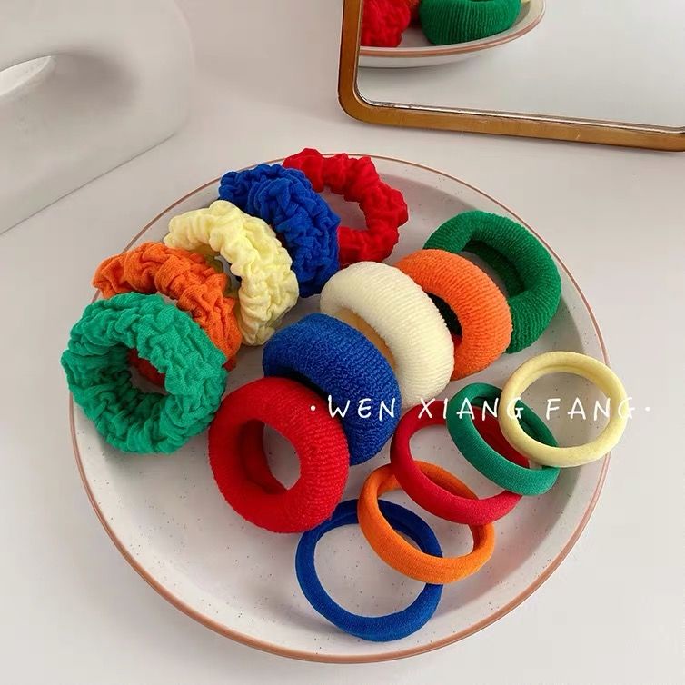 Set 5 dây buộc tóc cao su màu sắc ngọt ngào phong cách Hàn Quốc cho nữ