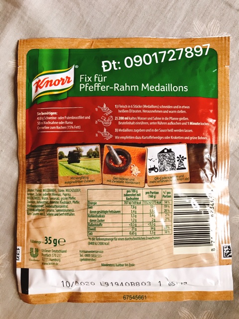 Gia Vị Sốt Kem Hạt Tiêu Knorr (Bao bì mới)