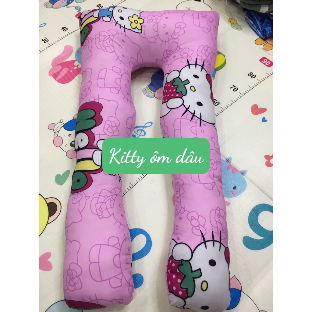 Gối Ôm Bà Bầu Hình Chữ U Có Ruột Bông Kích Thước To,Được Chọn Mẫu-hello kitty ôm dâu