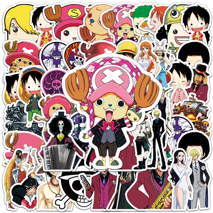 Bộ 10/50 Miếng Dán Hình One Piece Chống Thấm Nước Trang Trí Nhà