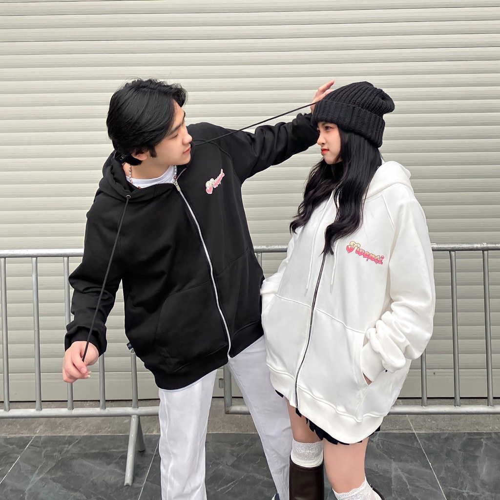 HOODIE TWENTI ZIP NỈ COTTON PHIÊN BẢN KẸO NGỌT ĐEN | BigBuy360 - bigbuy360.vn