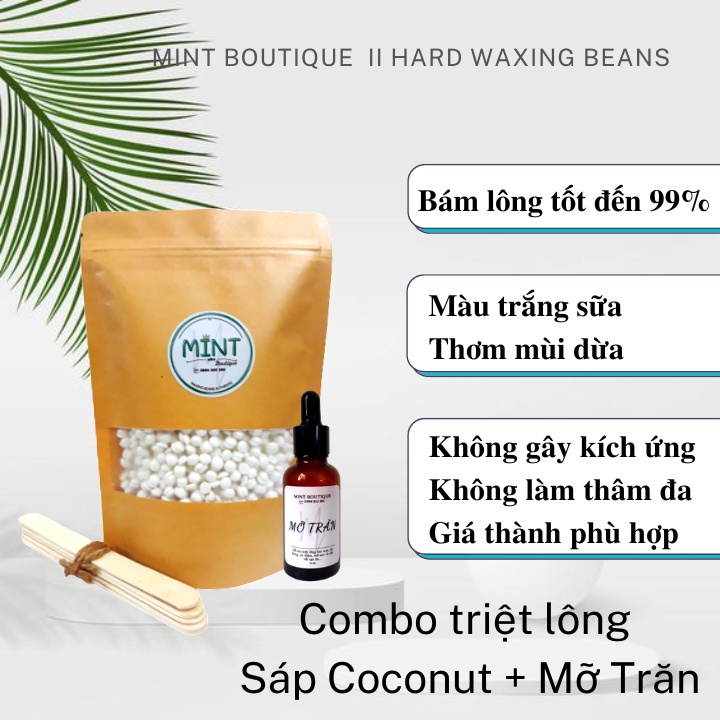 Combo 2 sáp wax lông tại nhà, sáp wax lông nách, dầu dưỡng (tặng que gỗ), sáp wax lông nóng nhập khẩu