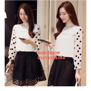 Áo công sở tay chấm bi 👄freeship👄 giảm ngay 50k khi nhập thời trang nữ công sở thiết kế cao cấp