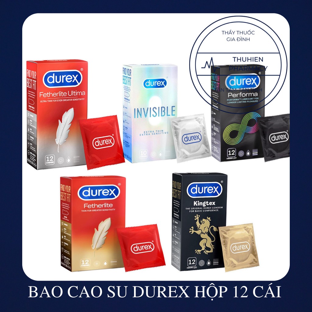 [Hàng chính hãng] BAO CAO SU DUREX CÁC LOẠI - CHE TÊN CHO KHÁCH (Hộp 12c)