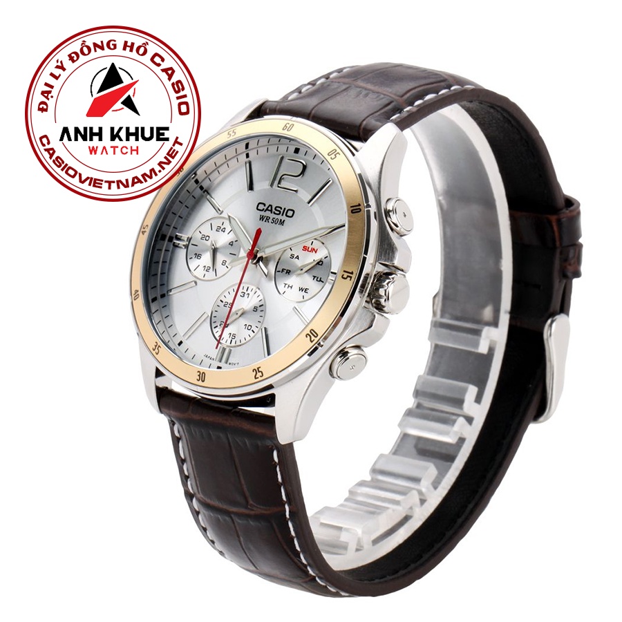 Đồng Hồ Casio | Nam MTP-1375L-7AVDF | Dây Da | Nhiều Kim | Chống Nước WR50M