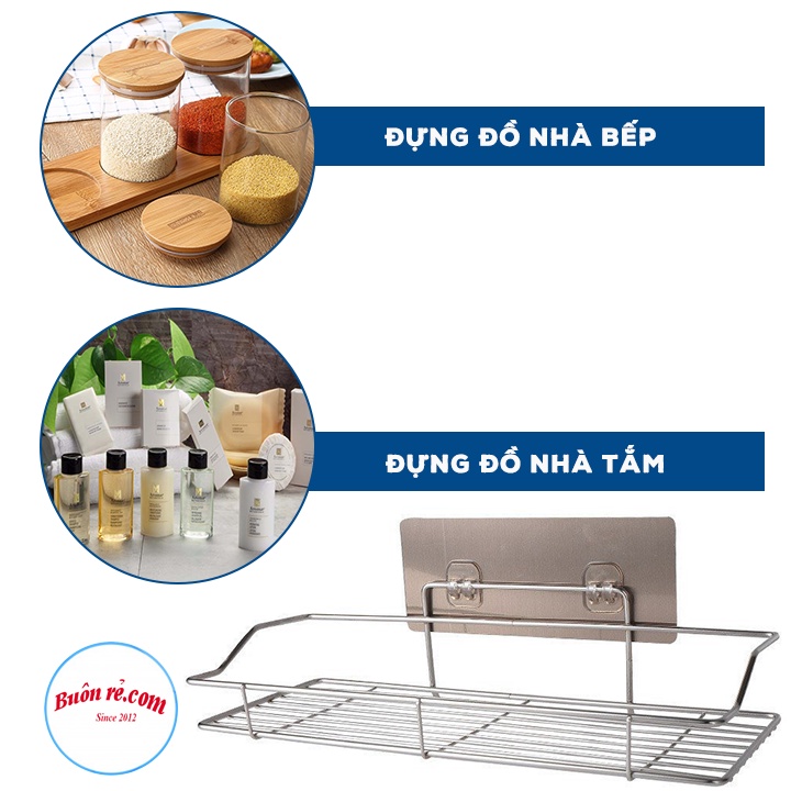 Kệ góc sắt dán tường đựng đồ nhà tắm, nhà bếp tiện lợi 00804/01409 - Kệ sắt hình chữ nhật dán tường chắc chắn 01335
