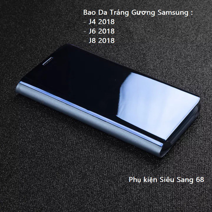 [Mã ELFLASH5 giảm 20K đơn 50K] Samsung J6 2018| Bao Da Tráng Gương Clear View Samsung J6 2018 - PK68