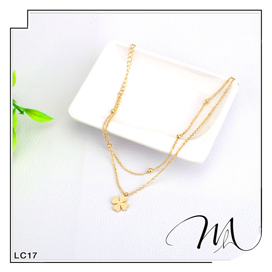 Lắc chân nữ Titan không gỉ dây đôi cỏ 4 lá may mắn - Măng's House LC17
