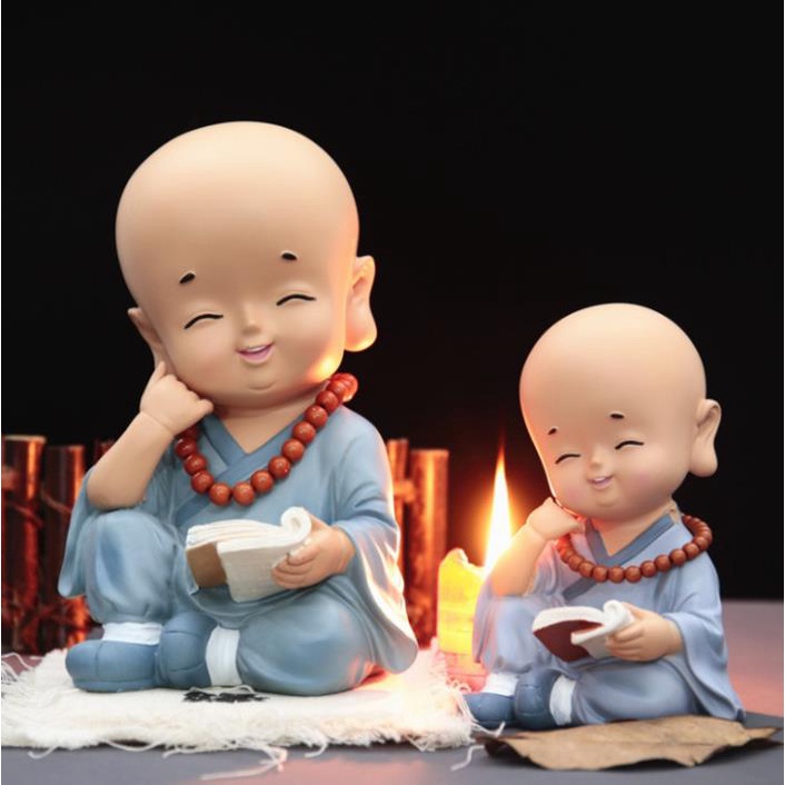 Tượng Chú Tiểu Áo Xanh Size Vừa 15cm