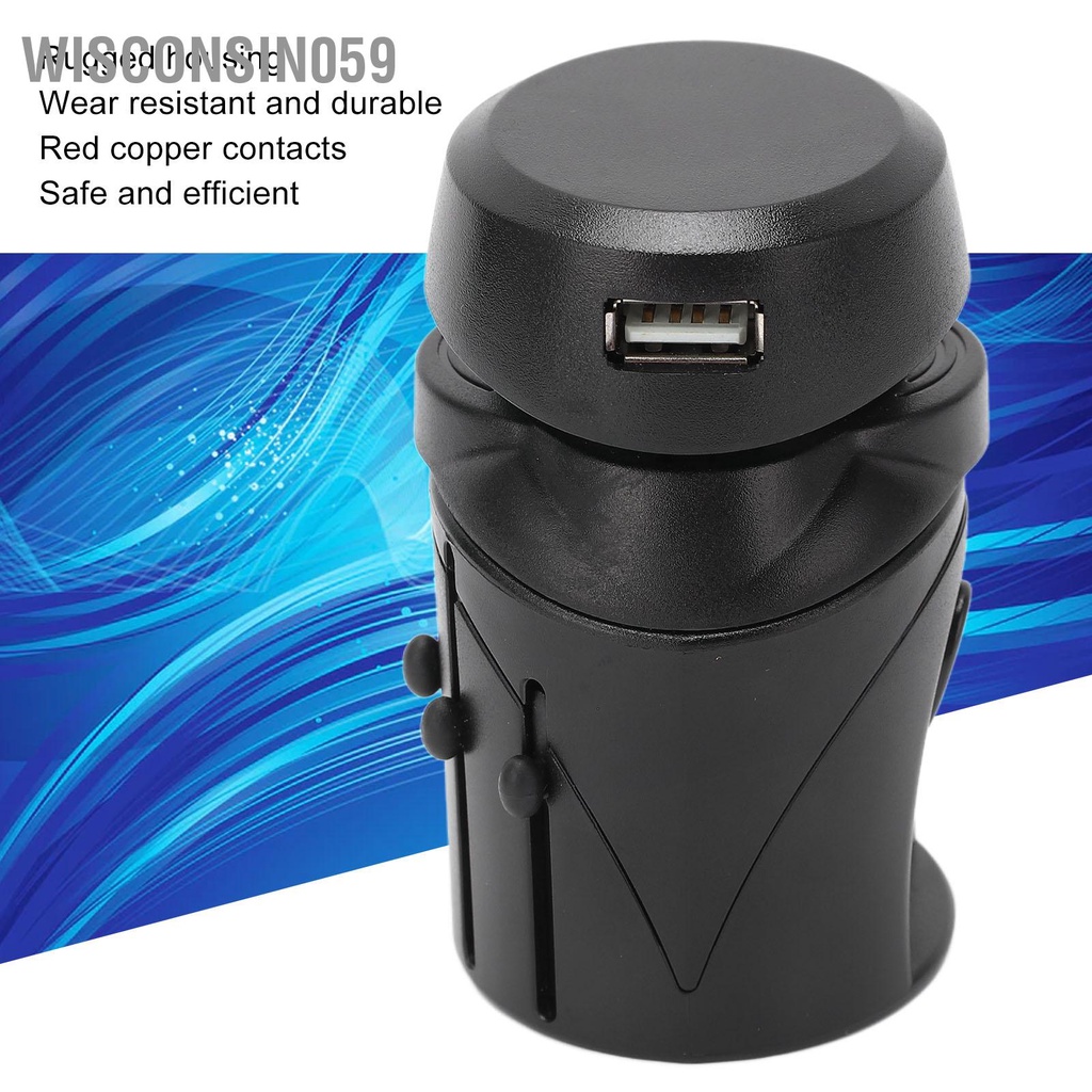 Wisconsin059 Bộ chuyển đổi du lịch đa năng Vỏ chắc chắn Kích thước nhỏ An toàn Hiệu quả Quốc tế Cắm điện 100‑240V