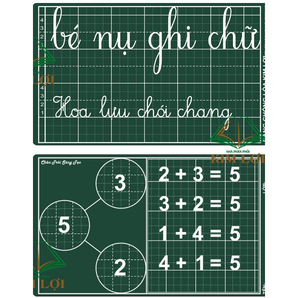 Bảng gỗ học sinh - Bảng 4 ô ly màu xanh CHỐNG LÓA