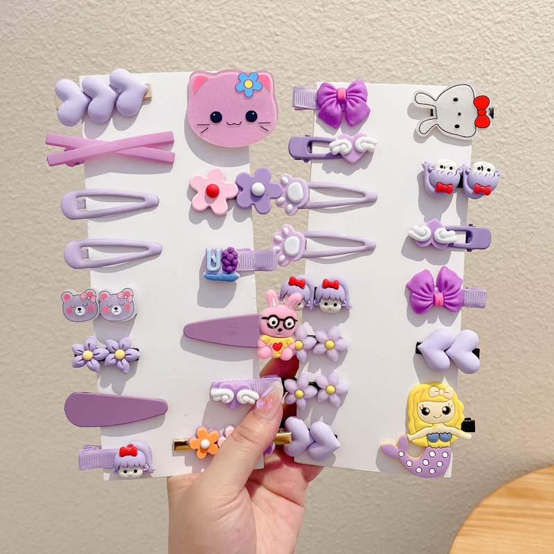 Set 14 Kẹp Tóc Màu Sắc Xinh Xắn Phong Cách Hàn Quốc Cho Bé Gái