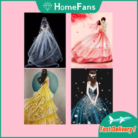 Bộ Tranh Đính Đá 5D Tự Làm Hình Đầm Cưới / Bạn Bè Kích Thước 40x50cm