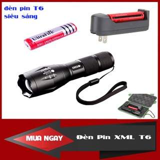 Đèn Pin Siêu Sáng Cao Cấp T6 Hợp Kim Chống Nước Pin Có Thể Sạc Lại Full box(Loại Tốt)