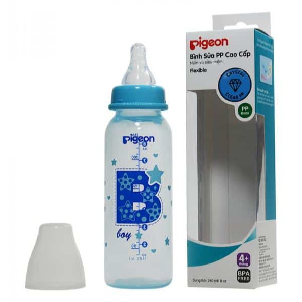 Bình sữa Pigeon 120ml / 240ml cổ hẹp PP cao cấp bé trai, bé gái