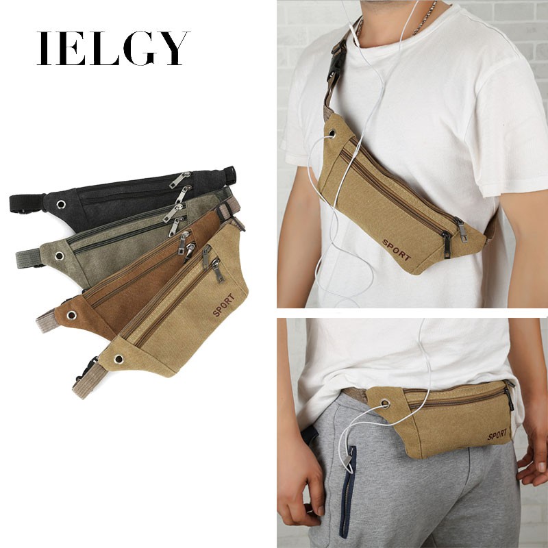 Túi đeo thắt lưng IELGY vải canvas thiết kế đơn giản cho nam
