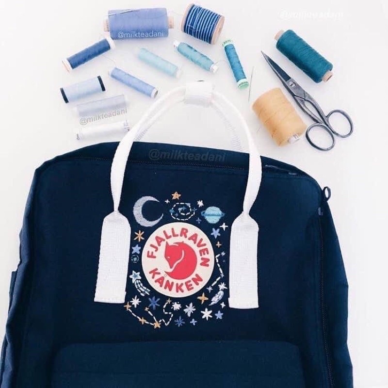 Balo Kanken đi học Navy Mix White size classic