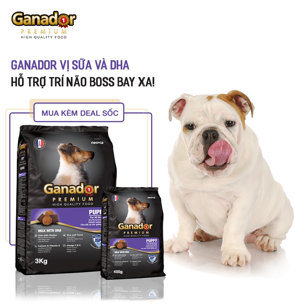 [400g] Hạt Ganador Puppy cho chó con vị Sữa & DHA