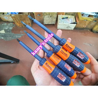 Tua vít bake dẹp cách điện kiêm bút thử điện asaki ak-9086 ak-9087 5x100mm, tô vít