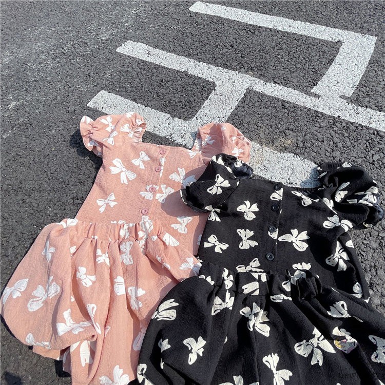 Set Áo Cổ Vuông Thắt Nơ + Quần Short Phong Cách Hàn Quốc Dành Cho Bé Gái