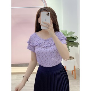Chiffon_Áo sơ mi hoa bèo ngực